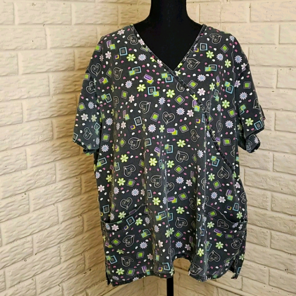 Scrub top, short sleeve, gray, 3XL, GUC